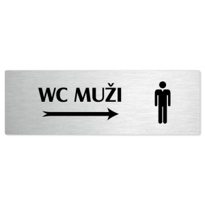 WC muži vpravo, stříbrná popiska na dveře