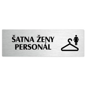 Šatna ženy personál, stříbrná popiska na dveře