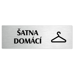 Šatna domácí, stříbrná popiska na dveře