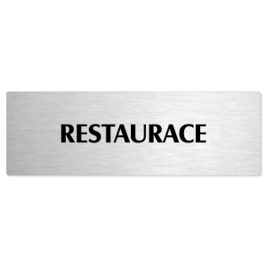 Restaurace, stříbrná popiska na dveře