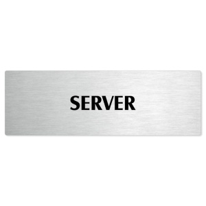 Server, stříbrná popiska na dveře