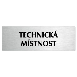 Technická místnost, stříbrná popiska na dveře