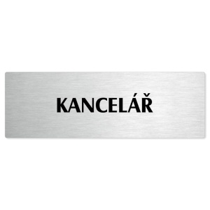 Kancelář, stříbrná popiska na dveře