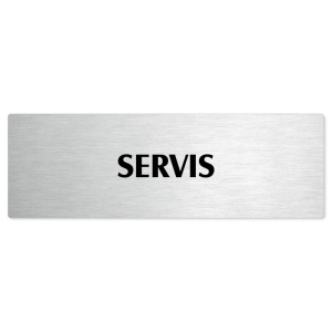 Servis, stříbrná popiska na dveře
