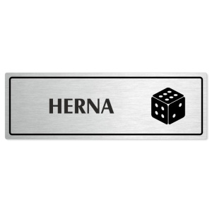 Herna, 240x79mm, stříbrná popiska s rámečkem