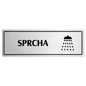 Sprcha, 240x79mm, stříbrná popiska s rámečkem