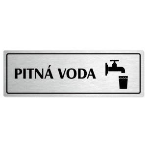 Pitná voda, 240x79mm, stříbrná popiska s rámečkem
