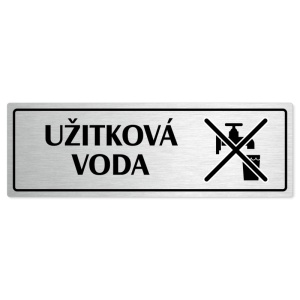 Užitková voda, 200x66mm, stříbrná popiska s rámečkem