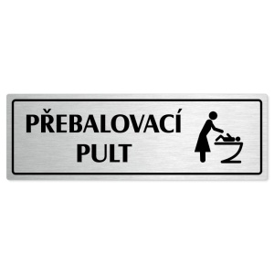 Přebalovací pult, 240x79mm, stříbrná popiska s rámečkem
