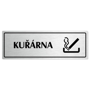 Kuřárna, 200x66mm, stříbrná popiska s rámečkem