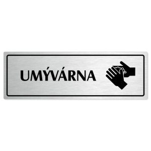 Umývárna, 200x66mm, stříbrná popiska s rámečkem