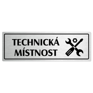 Technická místnost, 200x66mm, stříbrná popiska s rámečkem