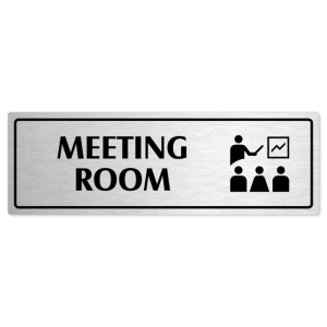 Meeting room, 240x79mm, stříbrná popiska s rámečkem