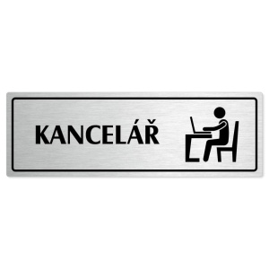 Kancelář, 240x79mm, stříbrná popiska s rámečkem
