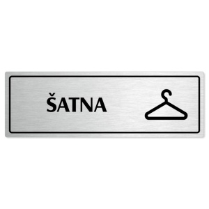 Šatna, 240x79mm, stříbrná popiska s rámečkem