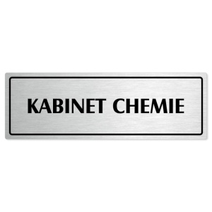 Kabinet chemie, 240x79mm, stříbrná popiska s rámečkem