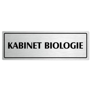 Kabinet biologie, 200x66mm, stříbrná popiska s rámečkem
