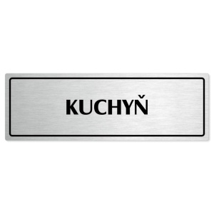 Kuchyň, 200x66mm, stříbrná popiska s rámečkem