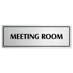 Meeting room, 200x66mm, stříbrná popiska s rámečkem