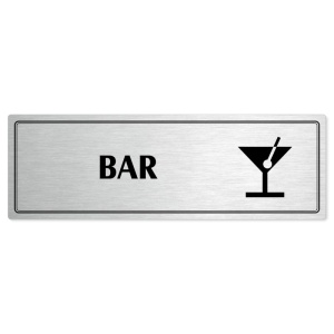 Bar, 200x66mm, stříbrná popiska s dvojtým rámečkem