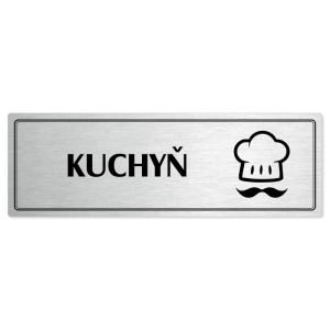 Kuchyň, 200x66mm, stříbrná popiska s dvojtým rámečkem