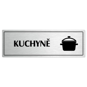Kuchyně, 200x66mm, stříbrná popiska s dvojtým rámečkem