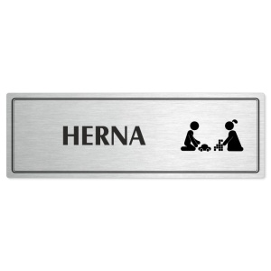 Herna, 200x66mm, stříbrná popiska s dvojtým rámečkem