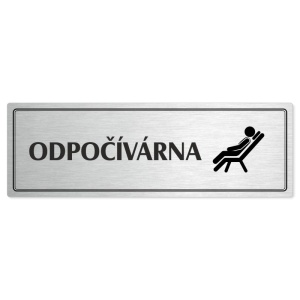 Odpočívárna, 200x66mm, stříbrná popiska s dvojtým rámečkem