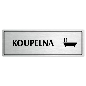 Koupelna, 240x79mm, stříbrná popiska s dvojtým rámečkem