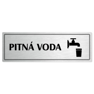 Pitná voda, 200x66mm, stříbrná popiska s dvojtým rámečkem