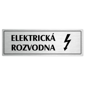 Elektrická rozvodna, 240x79mm, stříbrná popiska s dvojtým rámečkem