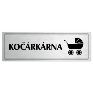 Kočárkárna, 200x66mm, stříbrná popiska s dvojtým rámečkem
