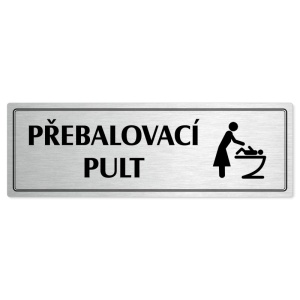 Přebalovací pult, 240x79mm, stříbrná popiska s dvojtým rámečkem