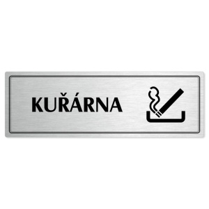 Kuřárna, 240x79mm, stříbrná popiska s dvojtým rámečkem