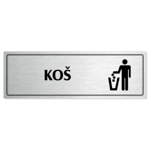 Koš, 200x66mm, stříbrná popiska s dvojtým rámečkem