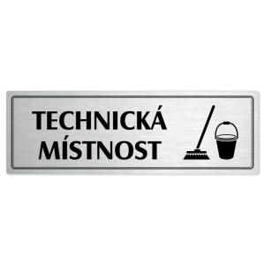 Technická místnost, 200x66mm, stříbrná popiska s dvojtým rámečkem
