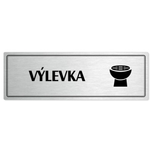 Výlevka, 200x66mm, stříbrná popiska s dvojtým rámečkem