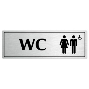 WC společné invalida, 200x66mm, stříbrná popiska s dvojtým rámečkem