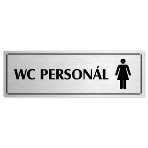 WC personál ženy, 200x66mm, stříbrná popiska s dvojtým rámečkem