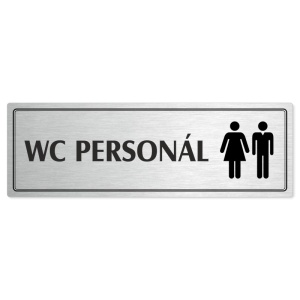 WC personál společné, 240x79mm, stříbrná popiska s dvojtým rámečkem