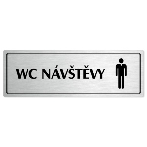 WC návštěvy muži, 200x66mm, stříbrná popiska s dvojtým rámečkem