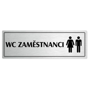 WC zaměstnanci společné, 200x66mm, stříbrná popiska s dvojtým rámečkem