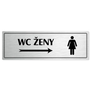 WC ženy vpravo, 200x66mm, stříbrná popiska s dvojtým rámečkem