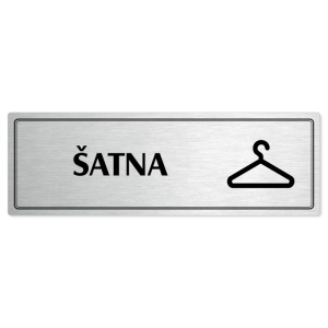 Šatna, 200x66mm, stříbrná popiska s dvojtým rámečkem
