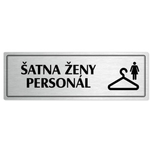 Šatna ženy personál, 200x66mm, stříbrná popiska s dvojtým rámečkem