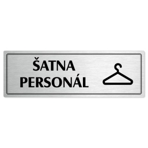 Šatna personál, 200x66mm, stříbrná popiska s dvojtým rámečkem