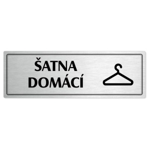 Šatna domácí, 200x66mm, stříbrná popiska s dvojtým rámečkem