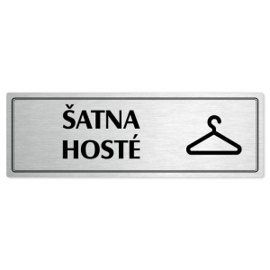 Šatna hosté, 200x66mm, stříbrná popiska s dvojtým rámečkem