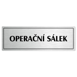 Operační sálek, 200x66mm, stříbrná popiska s dvojtým rámečkem