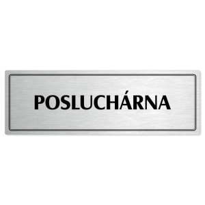 Posluchárna, 240x79mm, stříbrná popiska s dvojtým rámečkem